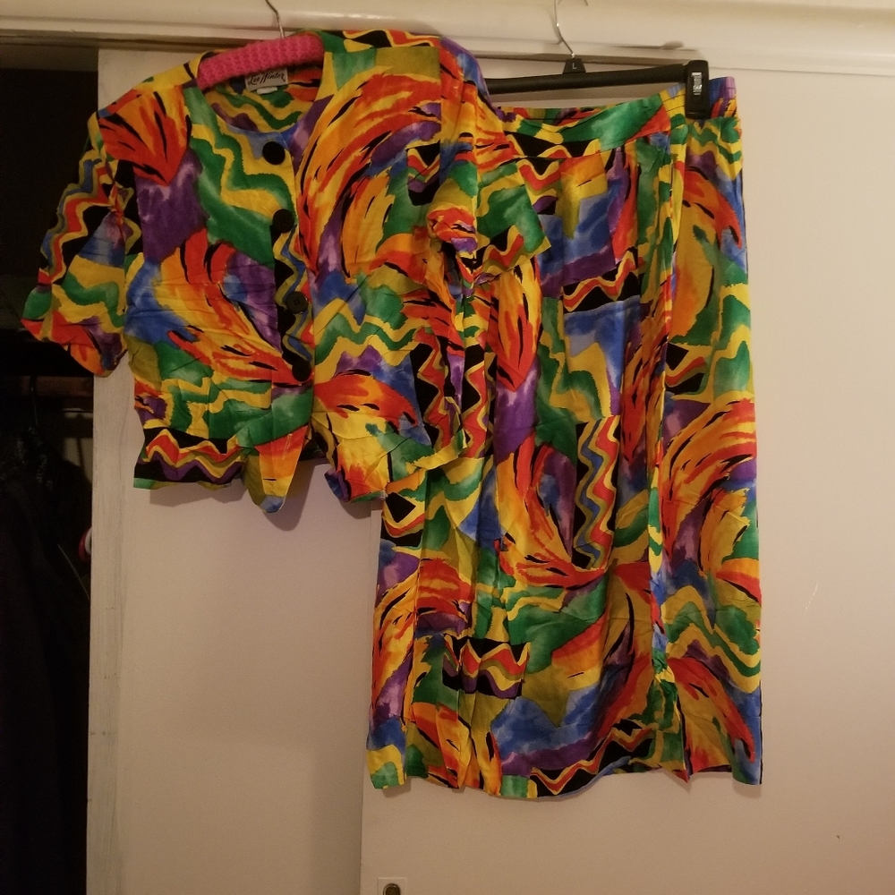 Lee Winter 80s vintage shirt and skirtliset